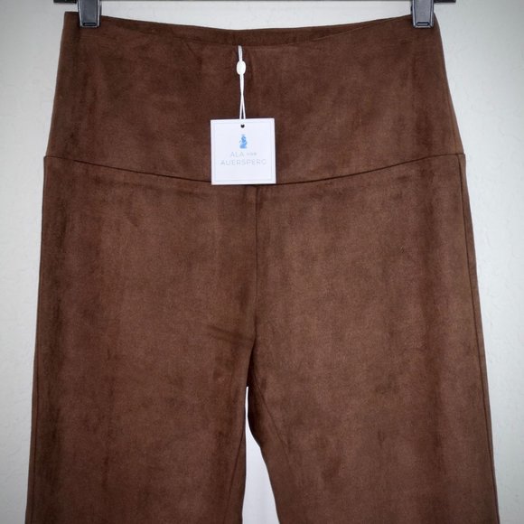 Ala von Auersperg Flared Leg Stretch Pants S Brown Micro Suede Polyester Luxury - Picture 1 of 10